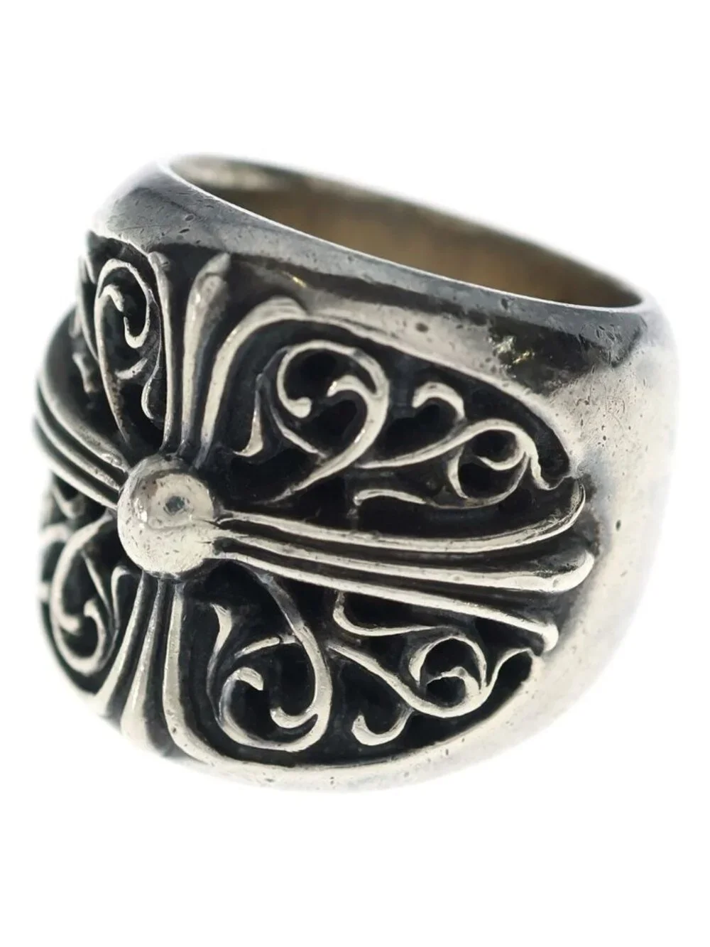 Chrome Hearts Classic Oval Cross Ring Silver